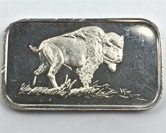 1oz Troy SilverTowne Buffalo Bar, Older Design