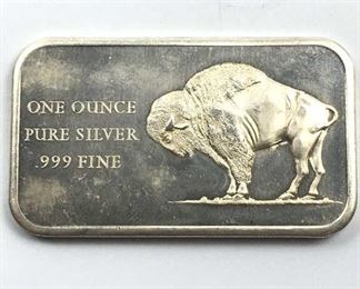 1976 1oz Troy Silver Buffalo Bicentennial Bar