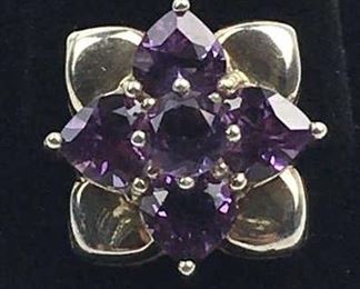 925 Silver Amethyst Flower Pendant