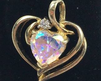 925 Silver Heart Pendant w/ Multi-color CZ