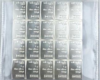 (20) 1g Silver Bars, Valcambi Suisse .999