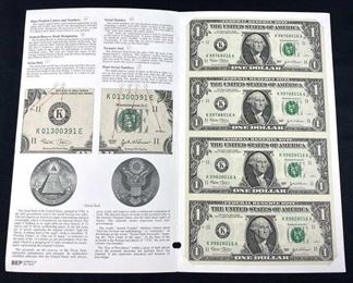 2003 Uncut Sheet of (4) U.S. $1 Bills,