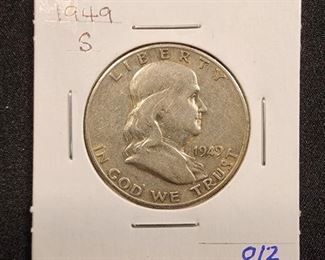 LOT 12 1949 S FRANKLIN HALF DOLLAR