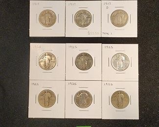 LOT 51 3 1917 STANDING LIBERTY QUARTERS AND 6 1925 STANDING LIBERTY QUARTERS