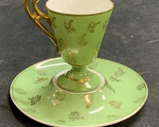 Green Gilt porcelain Demitasse & Saucer, Austria
