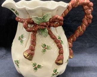 Fitz & Floyd Porcelain Holiday Pitcher in Box
