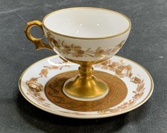 LIMOGES Gilt Porcelain Teacup & Saucer
