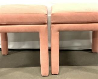 Pair Vintage Upholstered Pink Side Chairs
