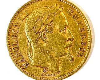 France 1867-BB 20 Francs Gold Coin