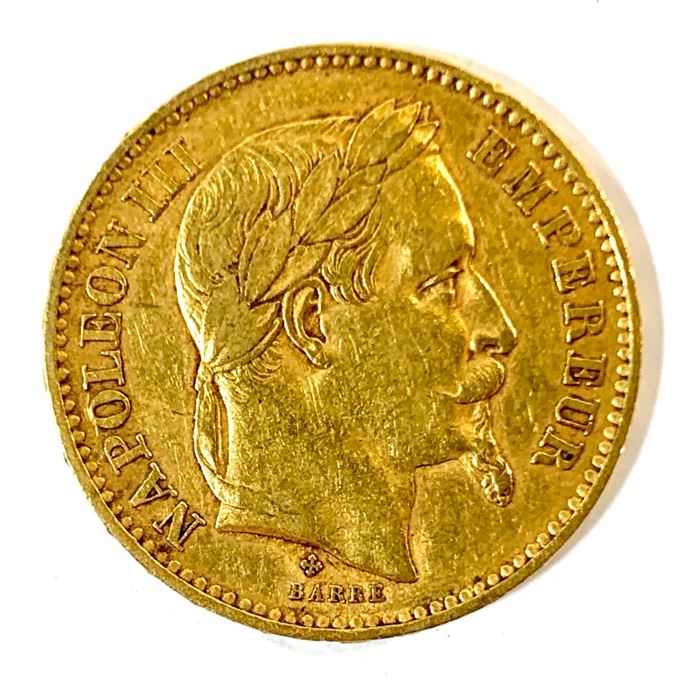 France 1867-BB 20 Francs Gold Coin