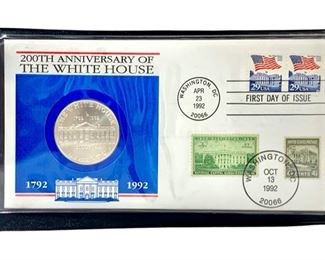 White House Historical Association 1992 White House 200th Anniversary Commemorative Silver Coin First Day Cover