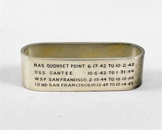 Military Napkin Ring Fine Sterling Silver 54 Grams 
Lot 145 - 2.6" x .9"
 
