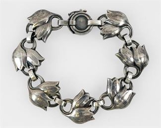 Fine Georg Jensen Tulip Sterling Silver Link Bracelet 7"