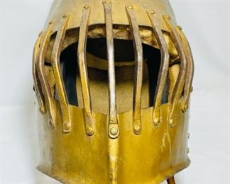ANTIQUE PAINTED METAL WARRIOR HELMET