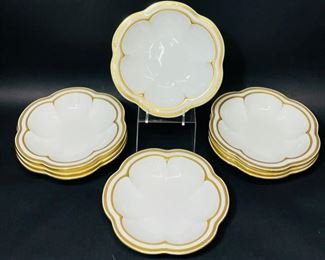 MINTONS TIFFANY & Co For New York English Fine Porcelain Gilded Scalloped BOWLS SET