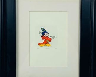 Walt Disney Fantasia Mickey Mouse Sowa and Reiser Pencil Signed Hand Colored Lithograph. Numbered 1940/2500