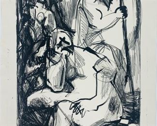 Yoshika Kihara Pencil Signed 1963 Lithograph Artwork. Numbered 3/7