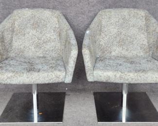 Casala Mid Century Modern Upholstered Swivel Chairs with Aluminum Base MCM