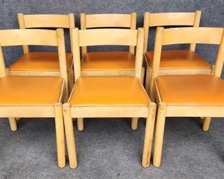 6 Magistretti Carimate Mid Century Modern Wood Dining Chairs