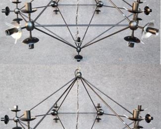 Two Mid Century Modern HUGe Hanging Light Fixtures Chandeliers