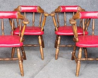 Vintage Captains Barrel Back Arm Dining Chairs