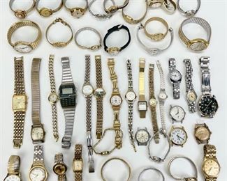 Huge Collection Of Vintage Quartz & Mechanical Wristwatches: Hamilton, Seiko, Gruen, Bulova, Elgin, Timex, Helbros, Fossil, Waltham, Casio, Pulsar, Citizen, Croton