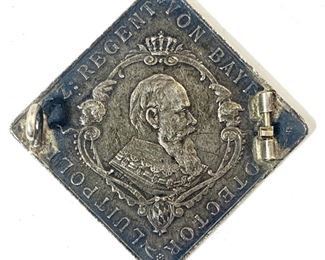 Bavaria 1888 Prince Regent Luitpold Silver Klippe 8th Bavarian Shooting Festival in Munich Medal