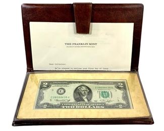 First Day of Issue Uncirculated Series 1976 $2 Banknote American Bicentennial Commemorative
