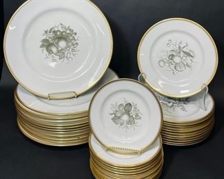 Antique Spode Copeland England Fine China  Hand painted Spode Period 1810 Chatham gold rim Fruit on vines plate lot