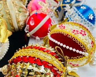 Whimsical Beaded Fancy Holiday Christmas Ornaments