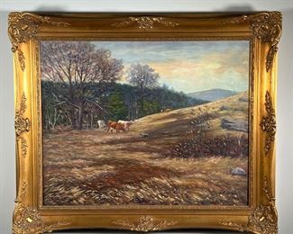 THOMAS F. O'NEILL (1852-1922)   |                                                  Late Autumn
Oil on canvas
Titled, signed, and dated 1913 on verso
30 x 24 in. (stretcher)
w. 37 x h. 31 in. (frame)
