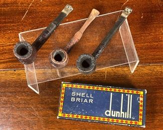 (3pc) PIPES  |  Including a Starfire "Dr. Grabow", a Briar, and one unmarked; plus a Dunhill box - l. 6.5 in. (box)
