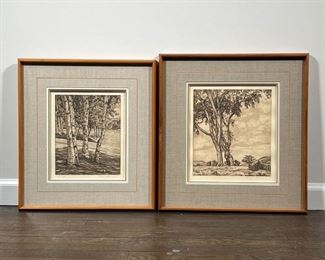 (2pc) LUIGI LUCIONI (1900-1988)  |  Engravings by Italian painter Luigi Lucioni; both pencil signed by the artist in lower margins, one ed. 184/250; both framed behind glass - l. 20 x w. 18 in. (larger frame)