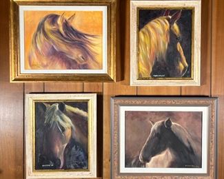 (4pc) HORSE PORTRAITS  |  Four framed oil on canvas paintings of horses; each signed and dated "Annette '05" - w. 21 x h. 17 in. (largest frame)
