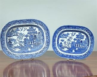 (2pc) JAPONISME PLATTERS  |  Including a Staffordshire platter and a W. Ridgway Semi China platter - l. 18.5 in. (largest)