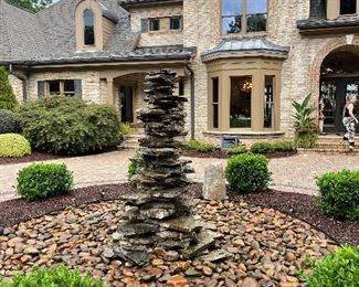 artistic stacked stone fountain