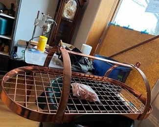 Copper hanging rack for pots and pans