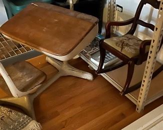 Old kids chair and student desk