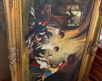 Antique oil painting with 24k gilded frame