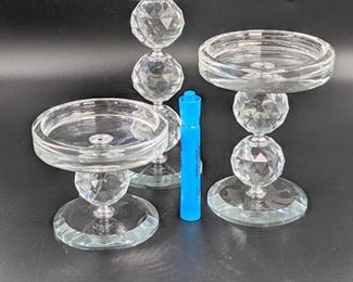 faceted crystal candle holders 
