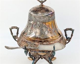 Pair Point Victorian Silver plate Butter dish