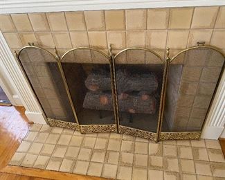 Cool brass fireplace screen.