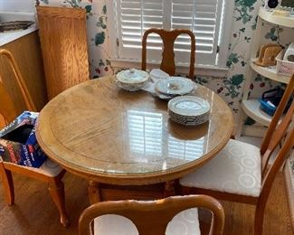 Round table and chairs.
