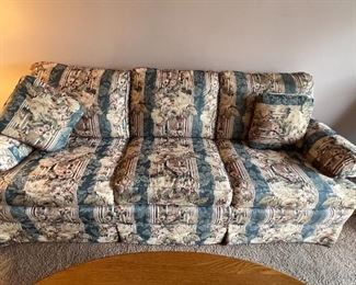Lovely Blue Flowered Sofa & Matching Chair,
