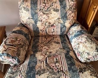 Lovely Blue Flowered Sofa & Matching Chair,