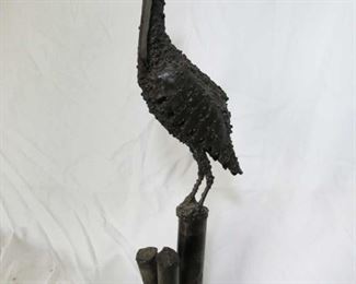 One of two  Bucha Brutalist Heron Bird sculpture.  Approx 18" tall