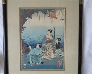 Kunisada II (1823-1880)  Dated 1857.. Tale of Genji Playing Cards  17" x 21"