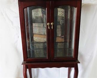 Another view.. Beautiful Wood 2 door display case... 24" x12" x 43" tall