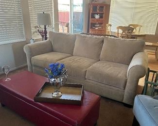 Sofa,  Red storage trunk