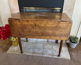Antique drop leaf wood table